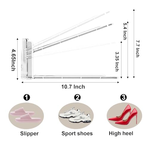 10Pack Shoe Slot Organizers Clear Shoe Stacker Organizer for Closet Shoe Holder Space Saver Rack Storage for Closet (Clear, 10Pack)