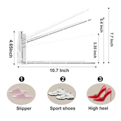 10Pack Shoe Slot Organizers Clear Shoe Stacker Organizer for Closet Shoe Holder Space Saver Rack Storage for Closet (Clear, 10Pack)