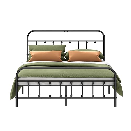 Kujielan Metal Bed Frame - Structurally Stable Heavy Duty Steel Slat Supported King Bed Frames,No Box Spring Needed for Easy Removal and Transport.