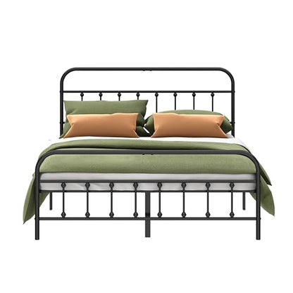 Kujielan Metal Bed Frame - Structurally Stable Heavy Duty Steel Slat Supported King Bed Frames,No Box Spring Needed for Easy Removal and Transport.