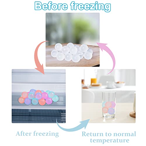 Reusable Ice Cubes for Drinks, Color-Changing Round, 100 Pack | BPA-Free Plastic Cubes, No Diluting, Refreezable, Fake Ice Look, Chilled Beverages, Coffee Bars, House Party Drinks