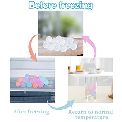 Reusable Ice Cubes for Drinks, Color-Changing Round, 100 Pack | BPA-Free Plastic Cubes, No Diluting, Refreezable, Fake Ice Look, Chilled Beverages, Coffee Bars, House Party Drinks