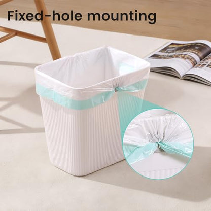 JOYMOOP Slim Trash Can 3-Pack, 2.2 Gallon Plastic Wastebasket for Bathroom, Bedroom, Office, Kitchen with 4 Rolls Bags, White