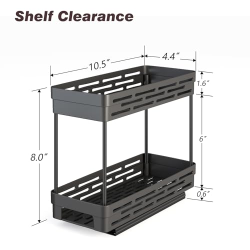 Pull Out Spice Rack Organizer for Cabinet, 3 Packs Slide Out Spice Racks Organizer, Spice Cabinet Organizers, Cabinet Size Need:12'' Highx11'' Deepx5'' Wide,Each Tier Hold 10 Spice Jar - 2 Tier, Black
