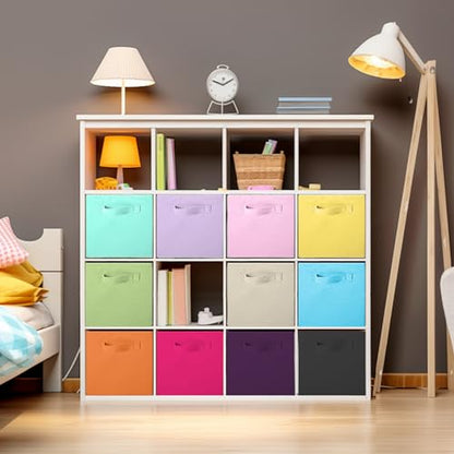 ShellKingdom Storage Bins, Foldable Fabric Storage Cubes And Cloth Storage | Storage Organizer For Closet And Toys, 10.5x10.5x11 INCH, 6 Pack (6 Colors)