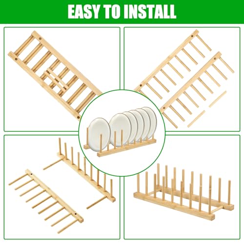 6 Pack Bamboo Wood Plate Rack and Pot Lid Holder,... (Bamboo | Bamboo Wood)