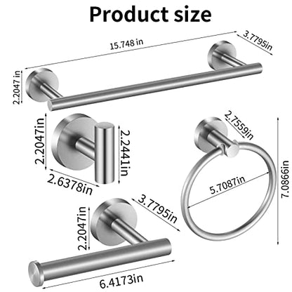Bathroom Hardware Set 10 Pieces, Stainless Steel Towel Bar Set Includes 16 inch Towel Bar, Towel Hook, Towel Ring Toilet Paper Holder