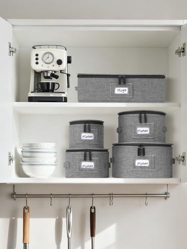 China Storage Containers 5-Piece Hard Shell Dinnerware Set Moving Boxes | Hard shell sides and bottom, quilted and stackable plate & dish protectors, plus adjustable mug and cup storage for moving