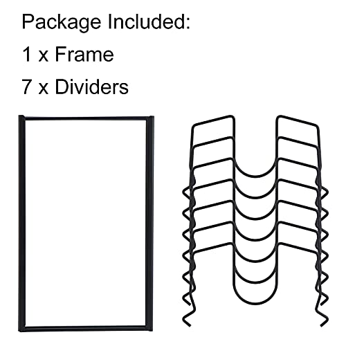 Toplife Pot Lids Organizer Rack for Cabinet and Countertop, 7+ Pan Lids and Bakeware Organizer Rack Holder with 7 Adjustable Compartments - Black