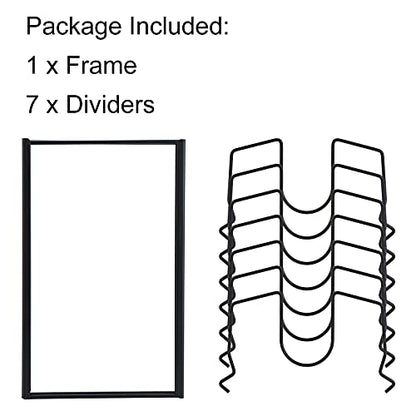 Toplife Pot Lids Organizer Rack for Cabinet and Countertop, 7+ Pan Lids and Bakeware Organizer Rack Holder with 7 Adjustable Compartments - Black