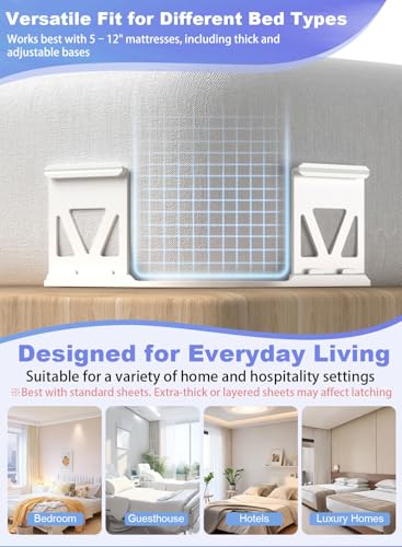 Bed Sheet Holders for Corners, 4PCS Heavy Duty Sheet Locks for Fitted Sheets, Invisible Non-Slip Locking Clips & Corner Grippers to Keep Sheets Firm & Tight, Easy Install, Universal Fit