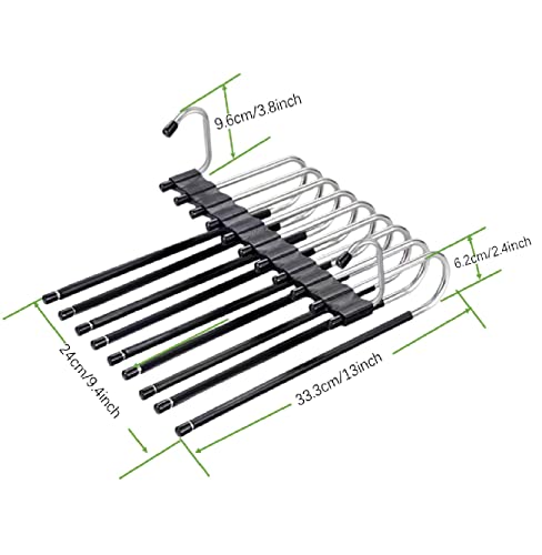 9 Layers Foldable Pants Hangers Space Saving Hanger Black