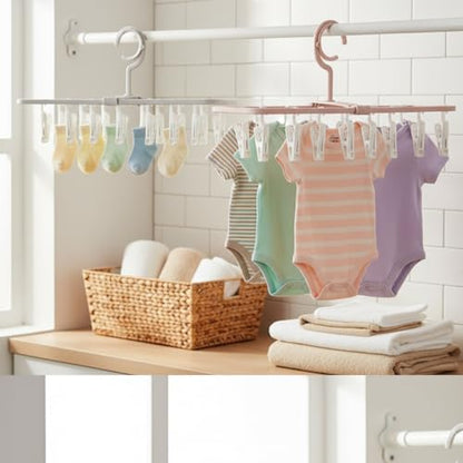 Clothes Drying Racks 2 Pack Small Folding Portable Underwear Hangers with 12 Clips 360° Rotatable Hook for Socks Drying Towels Bras Baby Clothes Gloves Plast 3 pcs Traceless Hook.