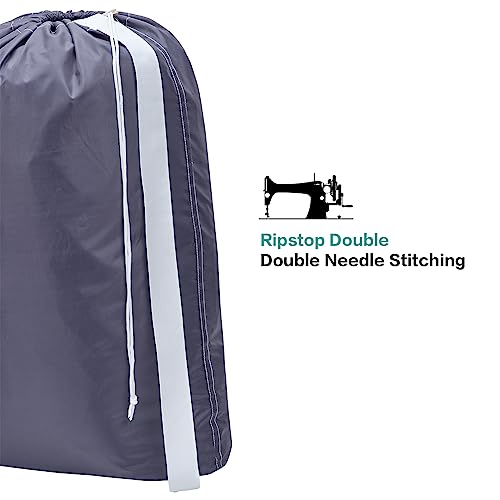 HOMEST 2pack XL Laundry Bag with Strap, Clothes Organizer for Dorm & Travel | Heavy-duty nylon material supports bulky garments and daily transport between baskets and storage areas, Grey