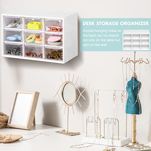 6 Pcs Mini Drawer Organizer Small Organizer with 9 Drawers Plastic Desktop Craft Storage Box for Office Home Room Jewelry Cosmetics Collection(Multicolored)