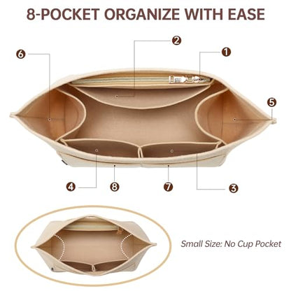 OPPOSHE Purse Organizer Insert for Longchamp Le Pliage, Premium Felt Long Champ Bag Handbag Women, Tote Organizer Insert with 9 Compartments (Large, Beige)