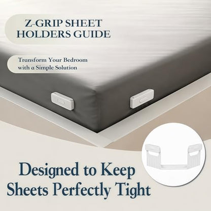 The Original Patented Fitted Sheet Holders - 4 Bed Sheet Grippers 10 Sheet Locks (8 + 2 Spares) Bed Sheet Holders For Corners, Clips, No Metal Corner Sheet Grippers Easily Say Goodbye To Loose Sheets