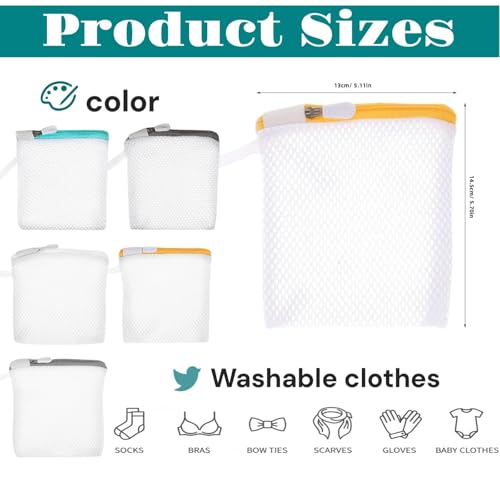 6pcs Laundry Bag Mesh Wash Bag Mini Washing Machine Underwear Washing Bag Zipper Wash Bags Protecting Wash Bag Foldable Laundry Pouch for Home Travel Laundry Room Bag Bra