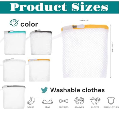 6pcs Laundry Bag Mesh Wash Bag Mini Washing Machine Underwear Washing Bag Zipper Wash Bags Protecting Wash Bag Foldable Laundry Pouch for Home Travel Laundry Room Bag Bra
