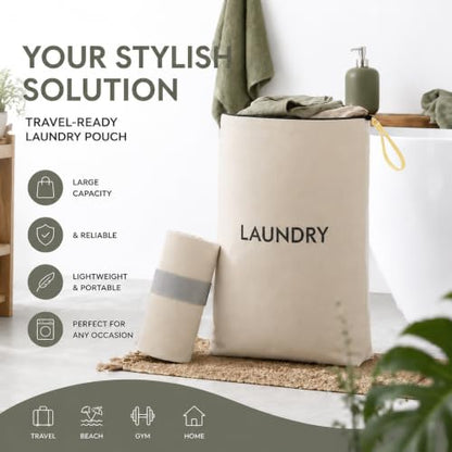 23.6" x17.3" Dirty Clothes Bag for Traveling and Camping | Travel Laundry Bags with Zipper,Hand Strap,Portable,Washable,Travel Dirty Clothes Bag