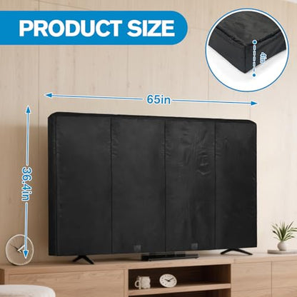 JZHLLA Waterproof Oxford TV Cover for Moving 0.25 Inch Thick Tear Resistance Screen Protector Cover Fits 60"-65" TV with Foam Filling and Bottom Strap for House Moving, Storing