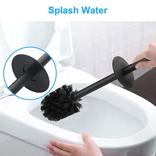BGL Stainless Steel Toilet Brush with Holder, 2 Black Bristle Heads