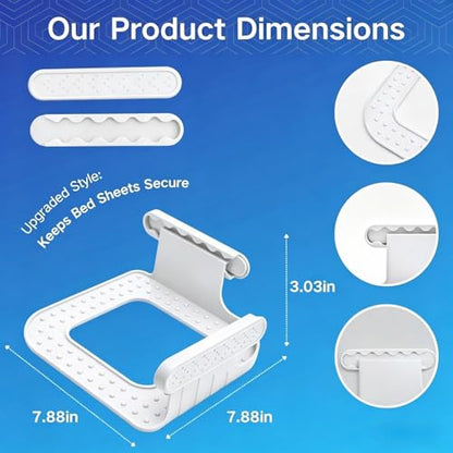 Bed Sheet Holders for Corners, 4Pcs White Fitted Sheet Clips | Heavy Duty Sheet Locks Keep Sheets Tight & Firm, Easy Install Fasteners Fit All Mattress Sizes