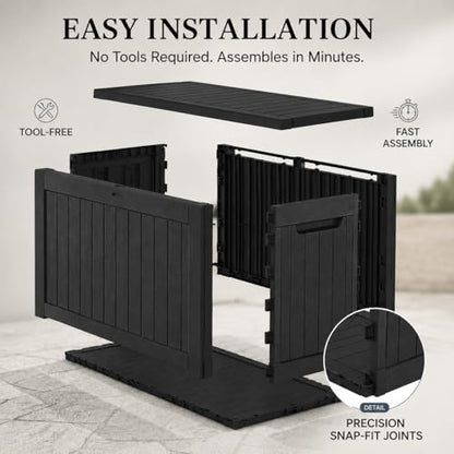200 Gallon Outdoor Storage Box Resin Deck Box All Weather Waterproof Large Lockable Storage Container Deck Box for Patio Furniture, Garden Tools, Lockable, Black New