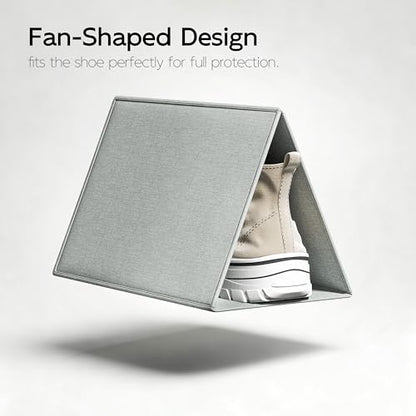 Round Shoe Organizer, Fan Dividers for Wide Shoes & Boots, Gray, 2 Pack | Adjustable Fan-shaped Design Helps Reduce Squeezing for High-tops, Wide Shoes and Boots, Cotton-linen Fabric with PP Support