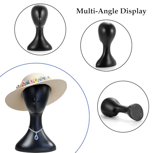 Mannequin Head 16 Inch Professional Plastic Black 1PC with Jack,Durability Multi-Purpose Women Model Wig Stand,Suitable For Displaying and Styling Wigs,Hats,Masks,Headdresses and Necklaces