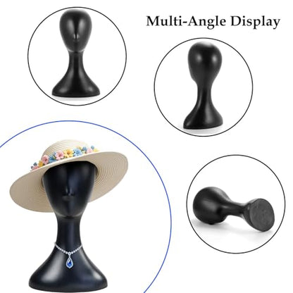 Mannequin Head 16 Inch Professional Plastic Black 1PC with Jack,Durability Multi-Purpose Women Model Wig Stand,Suitable For Displaying and Styling Wigs,Hats,Masks,Headdresses and Necklaces
