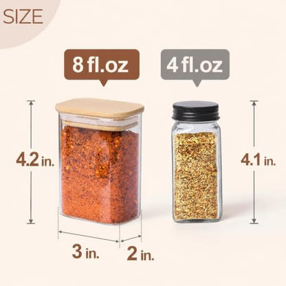 ComSaf Spice Jars 8oz Set of 6, Small Seasoning Containers with 9 Labels