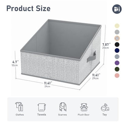DIMJ Closet Storage Bins - Fabric Storage Baskets for Shelves, Collapsible Closet Organizers and Storage with Handles, Trapezoid Shelf Organization Storage Cubes for Purse, Toys, Books, Towel, Socks