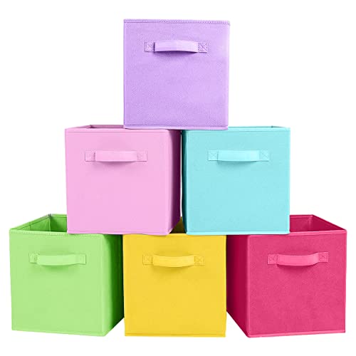 ShellKingdom Storage Bins, Foldable Fabric Storage Cubes And Cloth Storage | Storage Organizer For Closet And Toys, 10.5x10.5x11 INCH, 6 Pack (6 Colors)