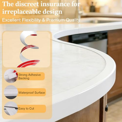 Flexible Wall Corner Guard (20ft) – Child & Pet Safe Edge Guards, Paintable & Removable Without Damage - Self-Adhesive Edge Protector for Baby Proofing, Furniture & Curved Corners (White)