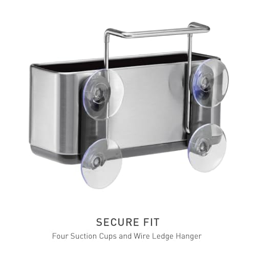 simplehuman Slim Sink Caddy Sponge Holder, Brushed Stainless Steel, Silver