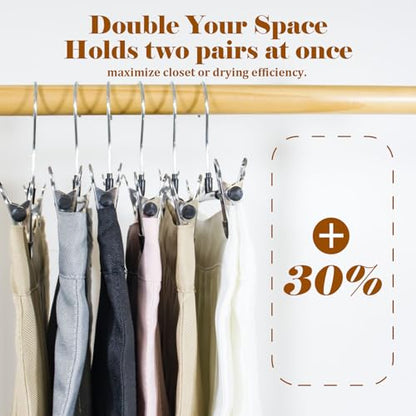 Pants Hangers with Clips, 20 Pack 11.6 inch Heavy Duty Metal Hangers, Adjustable Skirt Hangers for Women, Space Saving Non-Slip for Pants,Socks,Jeans and Skirts