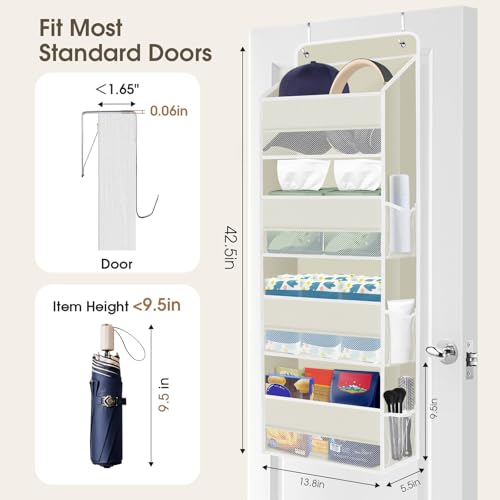 1Pack Over The Door Organizer Large Capacity Hanging Storage Room Organizer | 40 lb Capacity, Ultra-Sturdy, Foldable, Mesh Design with Clear Window, Space-Saving Organizer for Pantry, Nursery & Closet