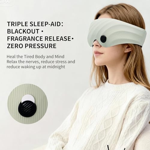 Sleep Mask, Scented Eye Mask for Sleep, 100% Blackout Eye Mask for Women Men, 3D Contoured Cup, Zero Pressure Soft Comfortable Sleep Mask for Travel-Green