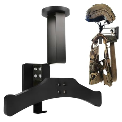 Tactical Gear Stand, Supports 100 LBS Wall Mounted Police Gear Rack, Heavy-Duty Body Armor Stand, Solid Wood Airsoft Plate Carrier Hanger, Motorcycle Helmet Holder Wall Mount