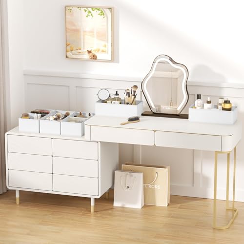 DIMJ Drawer Organizer Clothes, 8 Pack Dresser Organizer, Foldable Closet Organizers and Storage, Fabric Dresser Bins, Drawer Dividers for Nursery, Baby Clothes, Underwears, Sock (white)