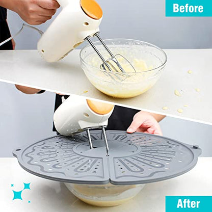 Foldable Silicone Splatter Screen for 10-12" Pans, BPA-Free, Gray | Foldable Splash Guard, Multi-Use Grease Splatter Guard/Trivet Mat,Non-Stick Oil Splatter Guard, Dishwasher Safe
