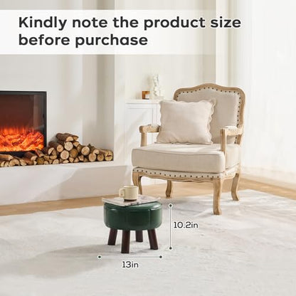 13in Small Foot Stool Ottoman, Faux Leather Foot Rest for Couch