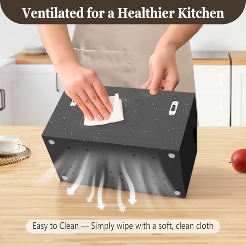 Black Kitchen Utensil Holder With 5 Compartments F... (Black | Pine Wood)