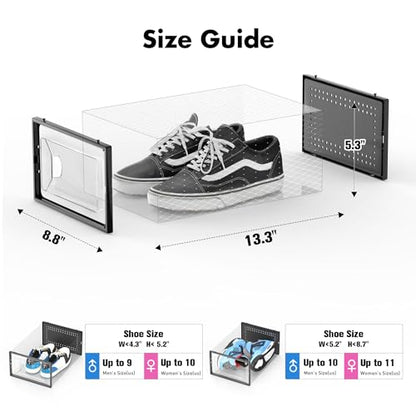 Foluck 15 Pack Shoe Storage Organizer Box Container Clear Plastic Stackable | Interlocking Design, Sturdy Dustproof Breathable, Fits Men's Size 9 Women's Size 10, for Closet Entryway Under Bed