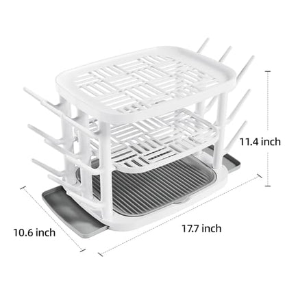 Baby Bottle Drying Rack,3-Tier Large Capacity Countertop Organizer with 360° Ventilation, Removable Drip Tray, Non-Slip Base – Easy to Clean Bottle Holder for Baby Accessories