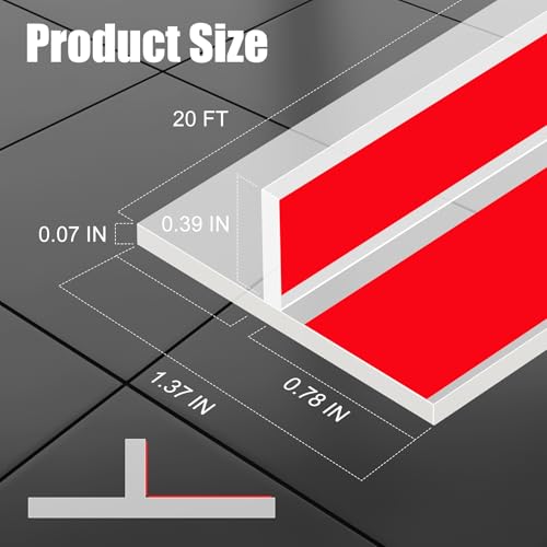 T-Shaped Door Draft Stopper 1.37 in x 20 FT Silicone Weather Stripping Door Seal Double-Sided Adhesive Draft Seal Tape for Doors Windows and Shower Glass Gaps, Side, Frame, Clear