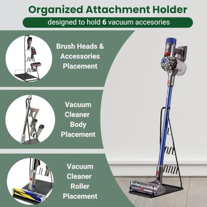 EZ SPARES Vacuum Stand,Storage-Stand-Docking-Station-Holder,Stable Metal Storage Bracket Stand Holder,Compatible with Dyson,Hoover, Eureka, Rainbow,Shop VAC and Most Stick Vacuum(Black)