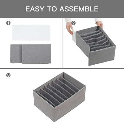4 Pack Drawer Organizers for Clothing, 8 Grids Foldable Closet Organizers and Storage Bins for Bedroom, Dresser Organizer Boxes for Thin T-shirts, Tank Tops