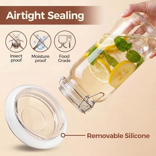 78oz Large Square Glass Jars with Airtight Lids, Wide Mouth Mason Jars 3P